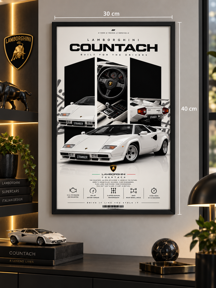 Lamborghini Countach Classic Frame – 30×40 cm