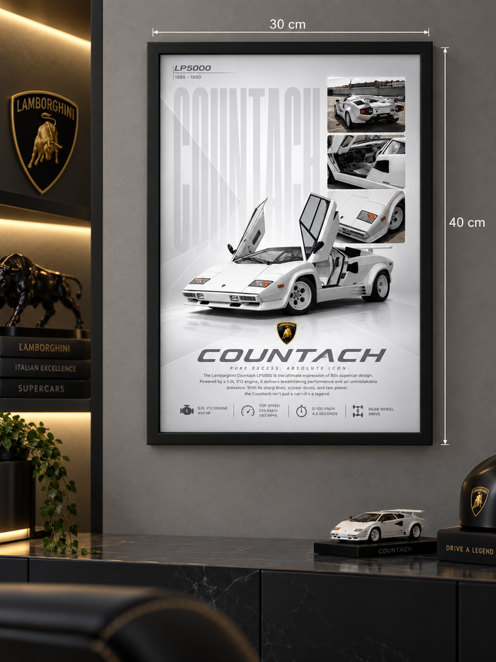 Lamborghini Countach LP5000 Frame – 30×40 cm