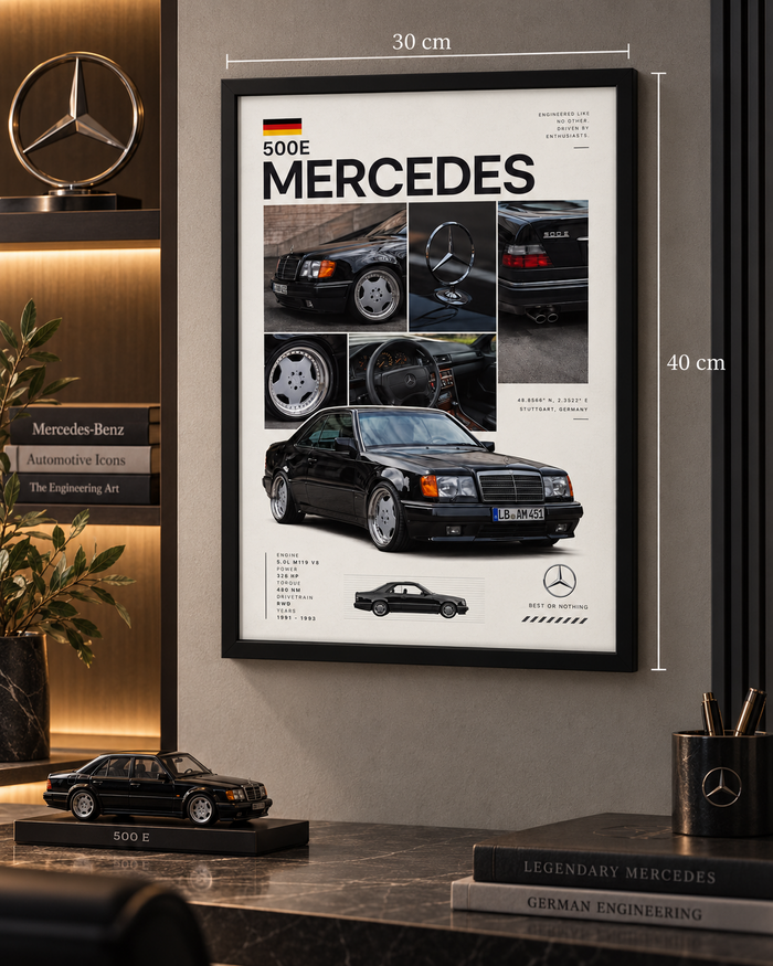 Mercedes-Benz 500E Frame – 30×40 cm