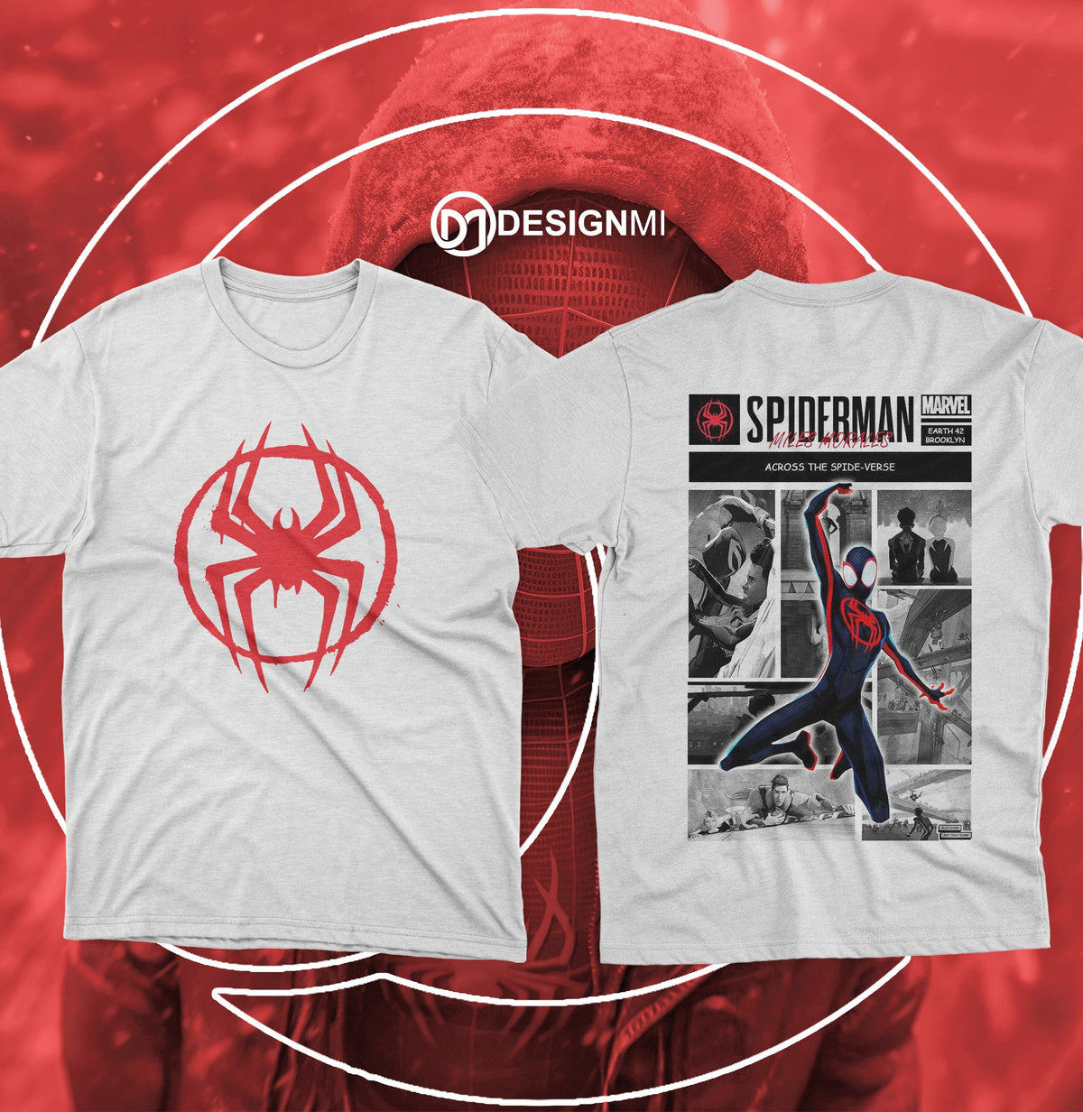 spider man miles morals black and white t-shirt
