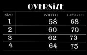 Oversize sweatshirt size chart