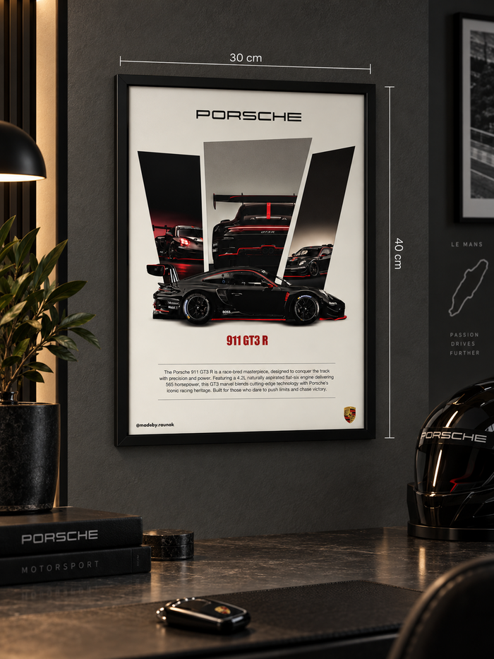 Porsche 911 GT3 R Track Frame – 30×40 cm