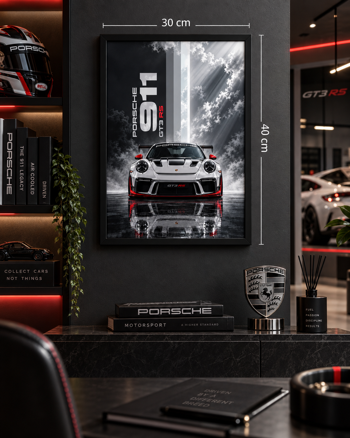 Porsche 911 GT3 RS Storm Frame black wall frame, 30×40 cm