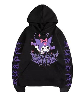 kuromi  hoodie black and white