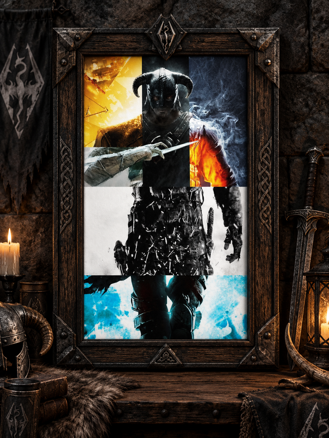 Skyrim Dragonborn Gaming Frame – 30×40 cm