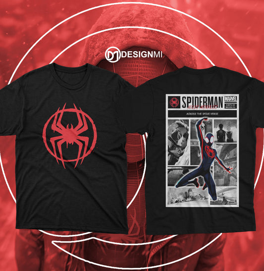 spider man miles morals black and white t-shirt