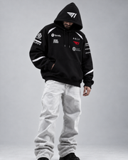 T1 Faker black hoodie worn front