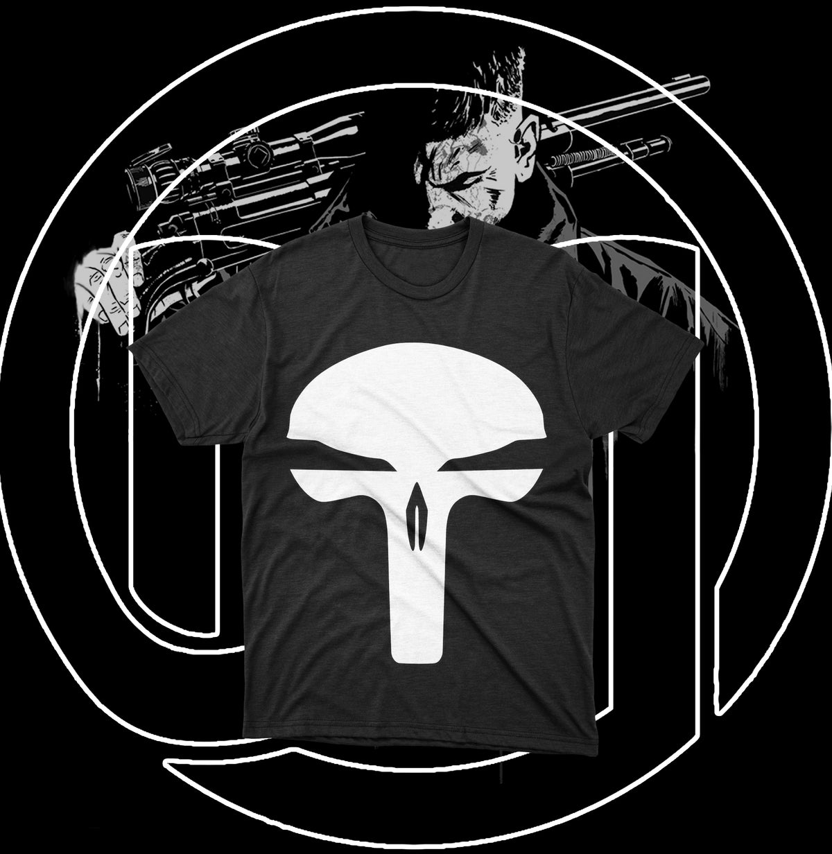 the punisher skull black t-shirt 2001